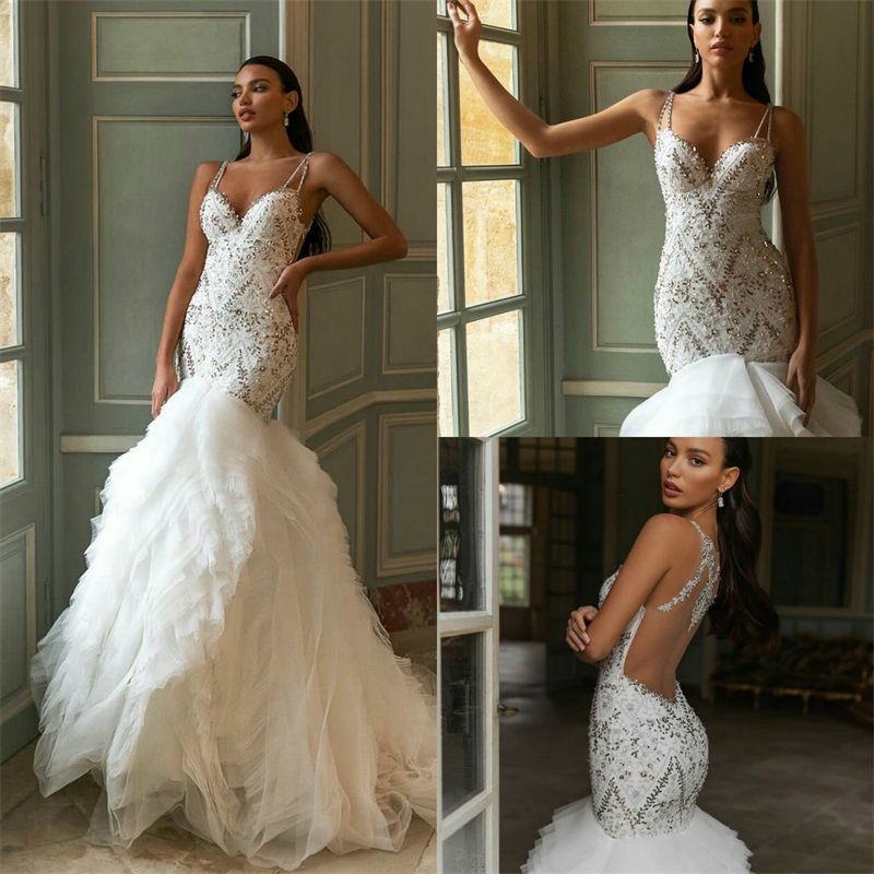 tiered lace mermaid wedding dress