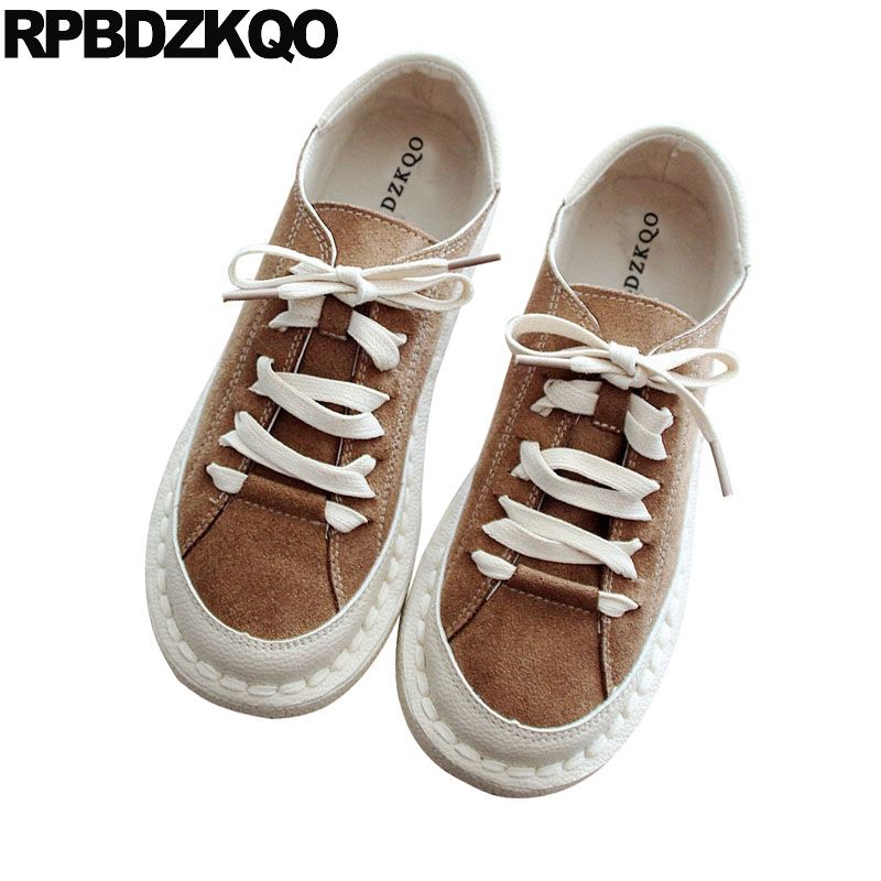 Vintage Japanese Flats Round Toe Walking Wide Fit Shoes Ladies