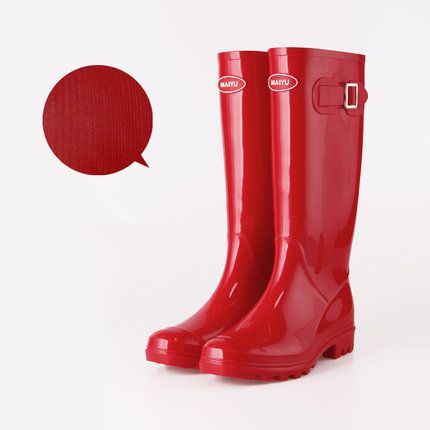 tall red rain boots