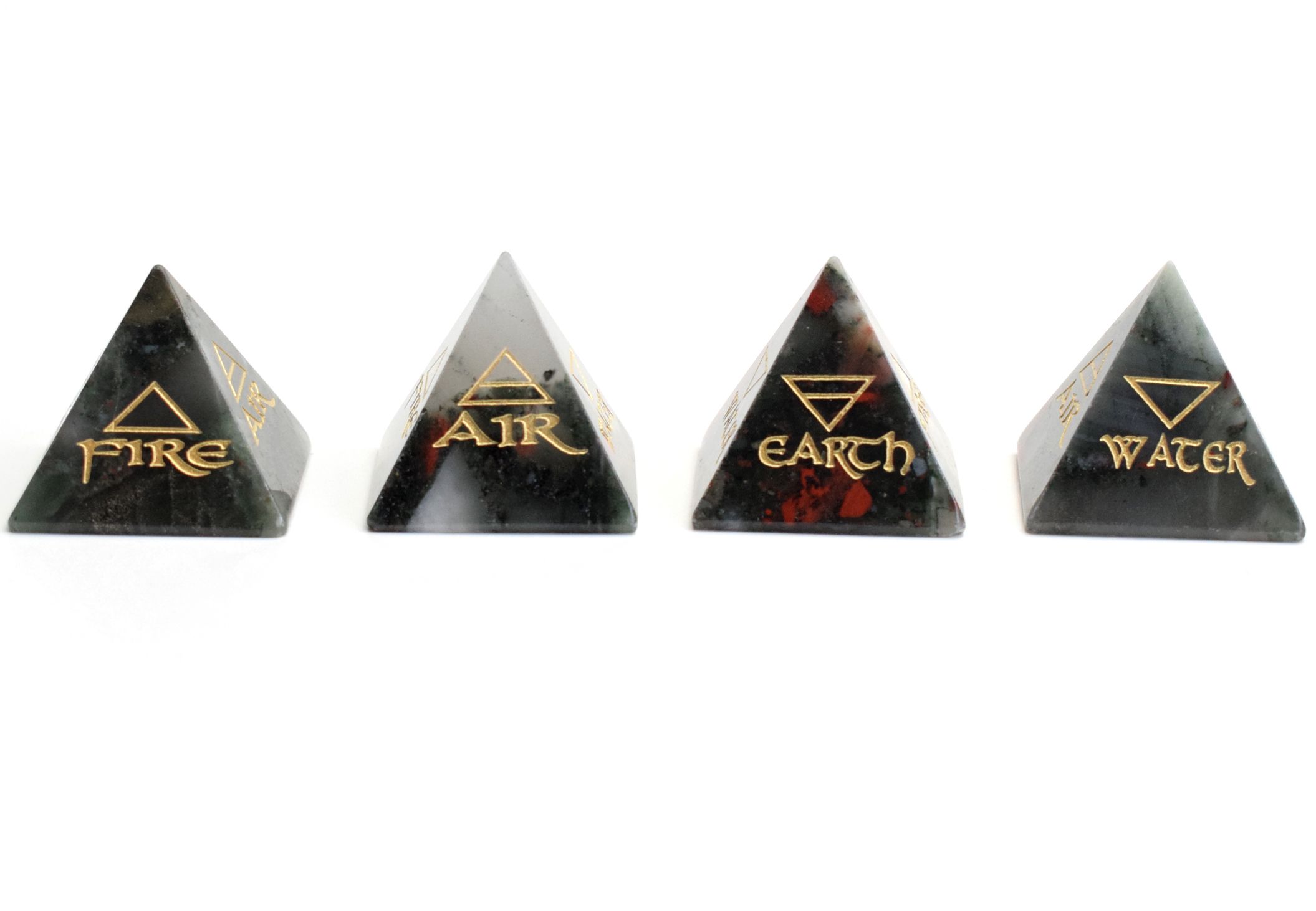 Natural Africa Bloodstone Carved Crystal Healing Pyramid Engraved Reiki Symbols 