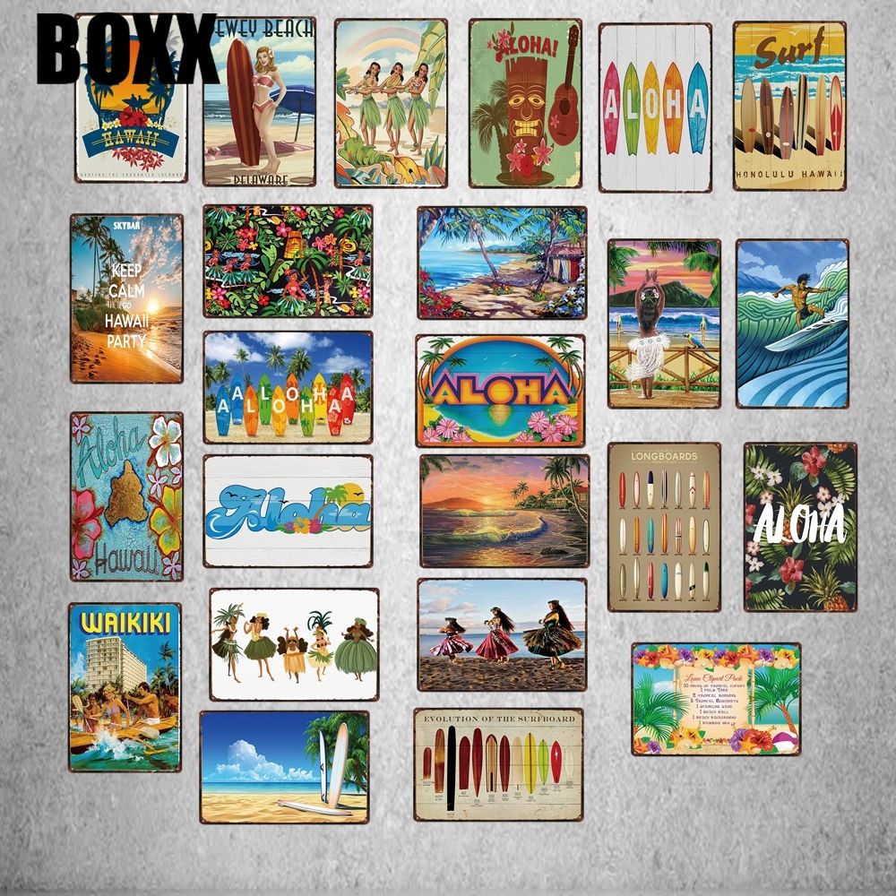 2020 2020surf Aloha Hawall Vintage Travel Signs Hula Beach Metal Plate For Wall Pub Cafe Home Art Craft Decor Cuadros Wall Art Modern Painting From Boxx 1 21 Dhgate Com