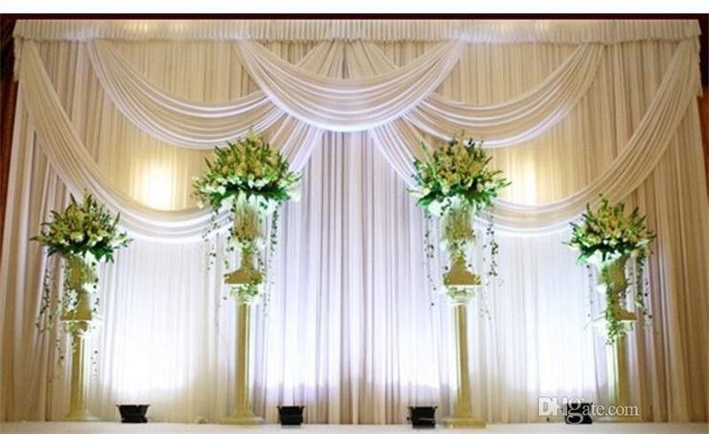 3M*6m Milk White Wedding Curtain Backdrops with stylist swags Beach Wedding  party decoration wedding stage background Satin Curtain
