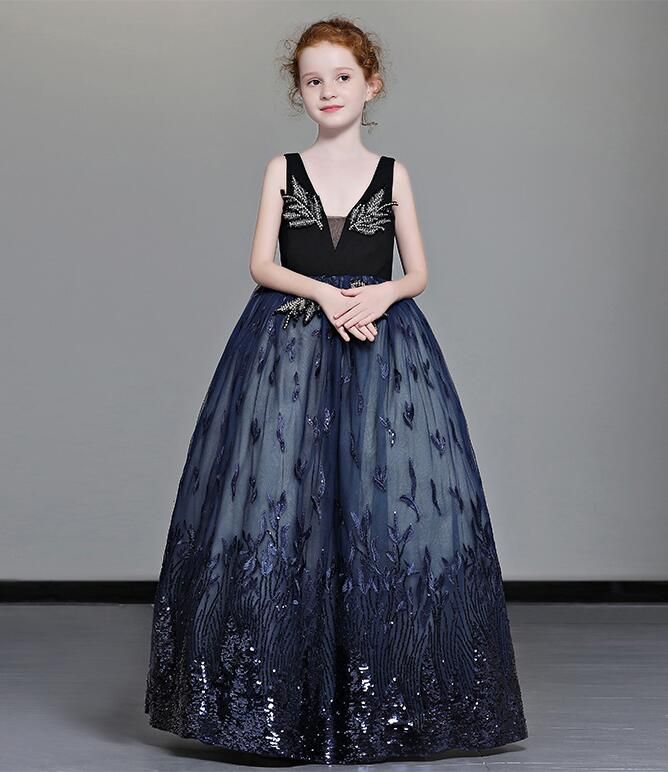 dark blue party frock designs for ladies