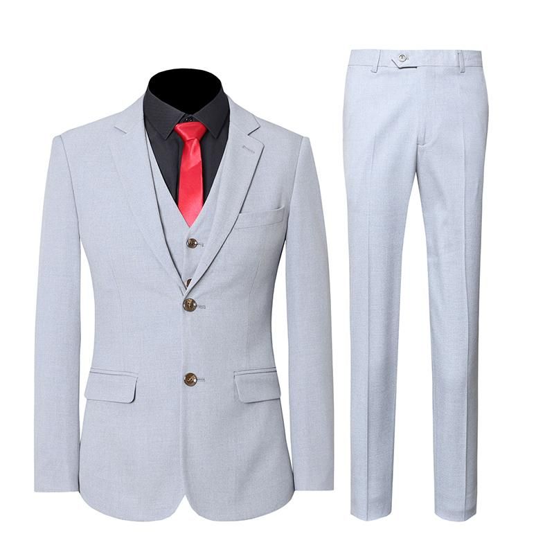 3PSet Luxury Mens Suit Set Black Formal Blazer Pants Vest
