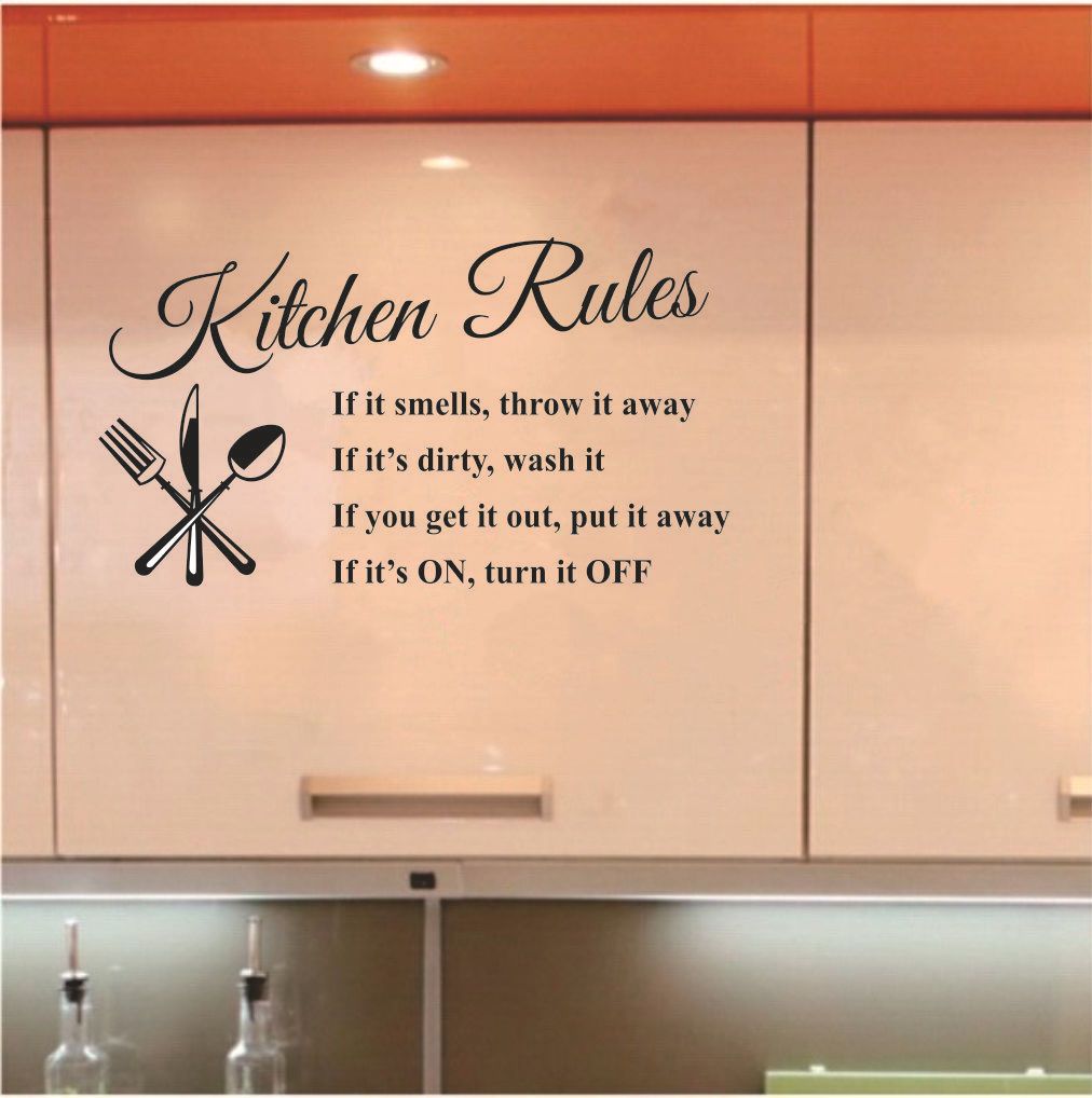Kitchen Rules Wall Sticker Decoration Letters Removable Pvc Wall