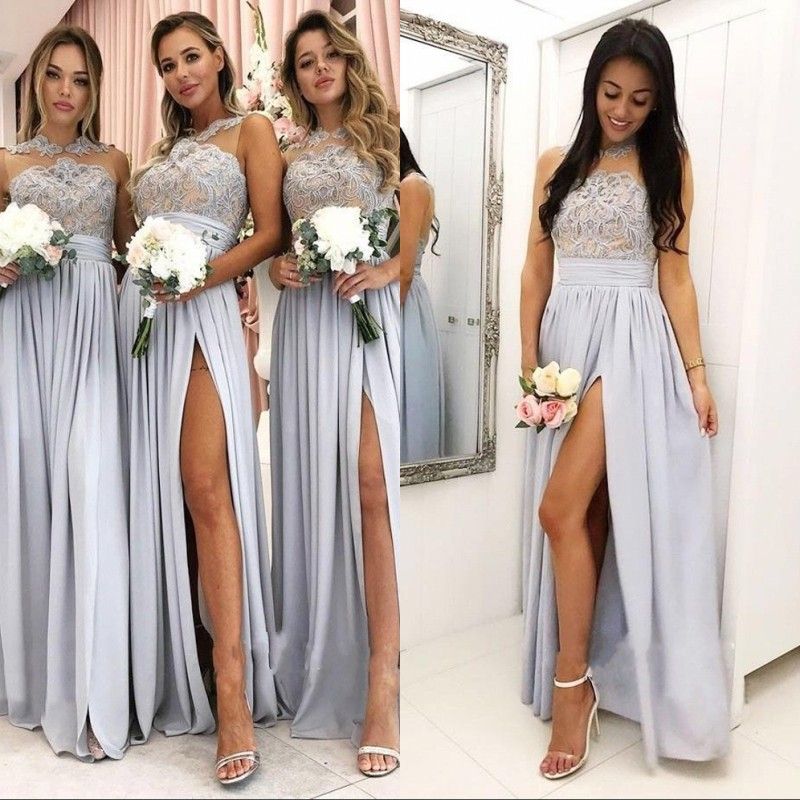 lace halter bridesmaid dresses
