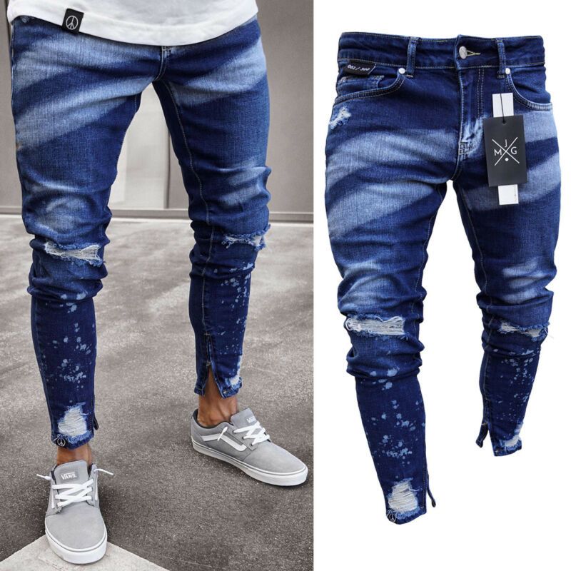 mens destroyed skinny jeans