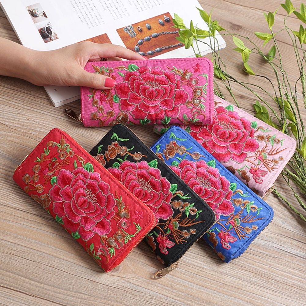 Poream Floral Chamomile Blossom Greek Retro Tribal Ethnic Style Ancient Customized Retro Leather Cute Classic Floral Coin Purse Clutch Pouch Wallet For Girls And Womens