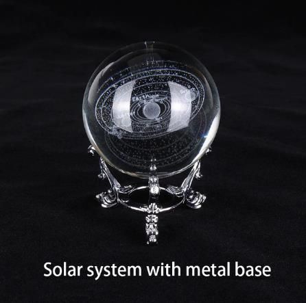 6cm 3D Engraved Galaxy Solar System Crystal Lamp Night Light Luminous Craft New