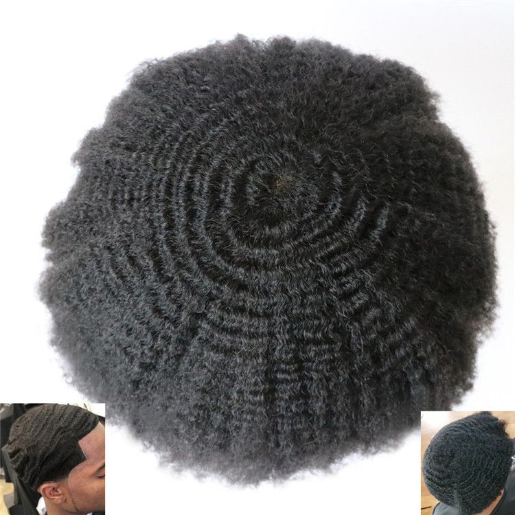 2019 Afro Curly Mens Toupee Afro Hairpieces For Men Mens