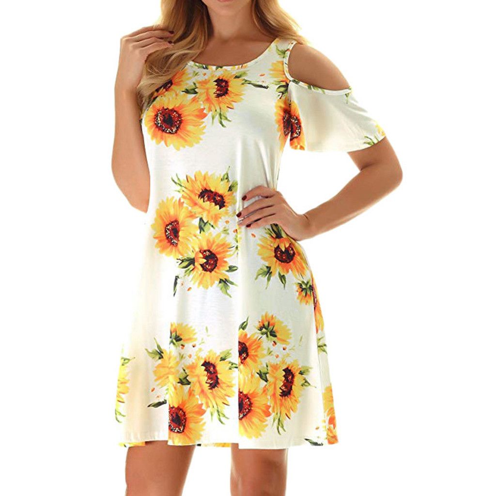 para mujer vestidos de girasol vestido de la del verano 2019 más el tamaño de