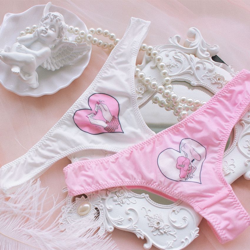 2020 Female Anime Japanese Womens Cute Heart Print Briefs Underwear Sexy Lolita G String Cotton Thongs Panties Seamless Lingerie Y200425 From Shanye01 12 14 Dhgate Com
