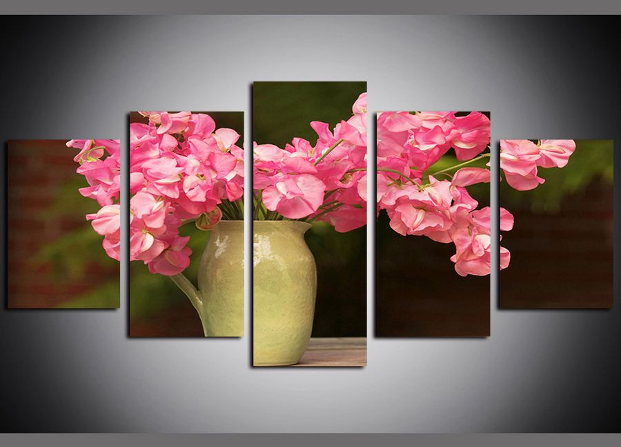 FLORAL PAINTING CANVAS PRINT RED PINK BLOSSOM framed A2