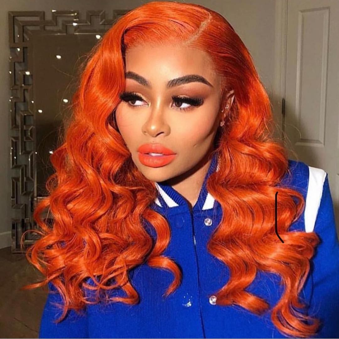 Deep Part Lace Front Human Hair Wig Body Wave Orange Color Human hair Bleached Knots Peruvian Deep Part Lace Front Human Hair Wig Body Wave Orange Color Human hair Bleached Knots Peruvian