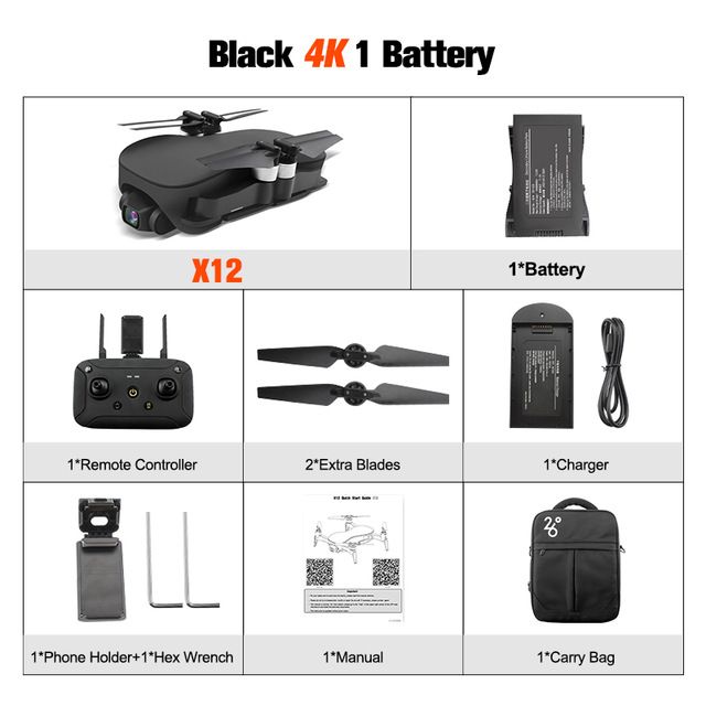 Schwarz mit 1 * Batterie + tragbare Tasche