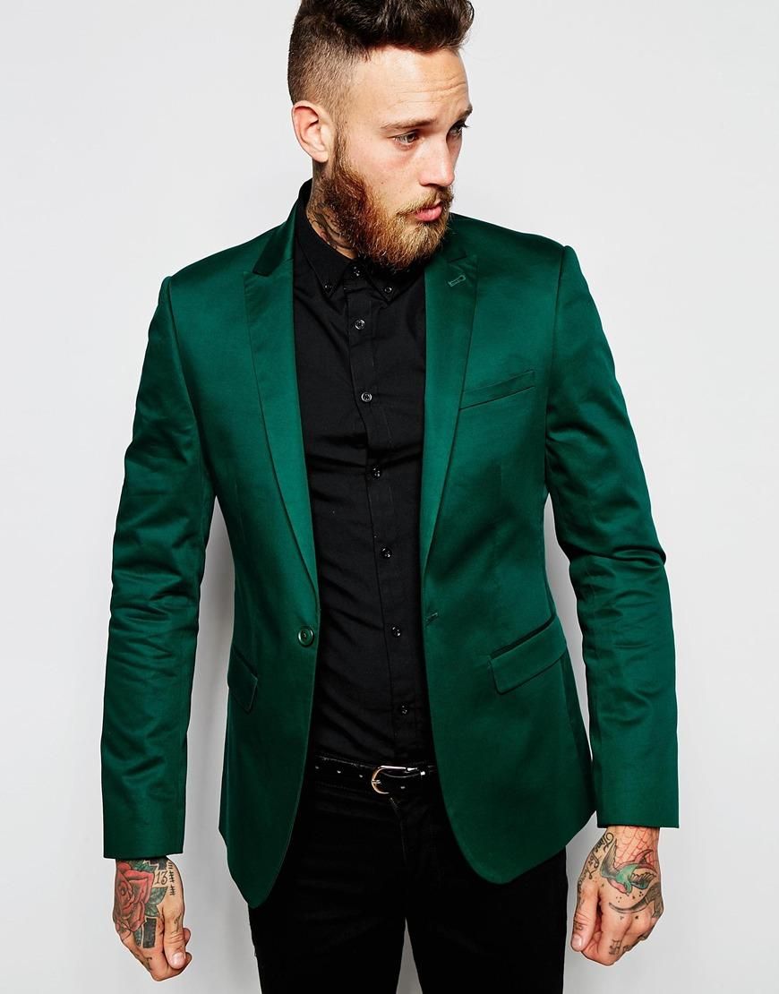 Emerald Green Groom Tuxedos Peak Lapel Men Suits For