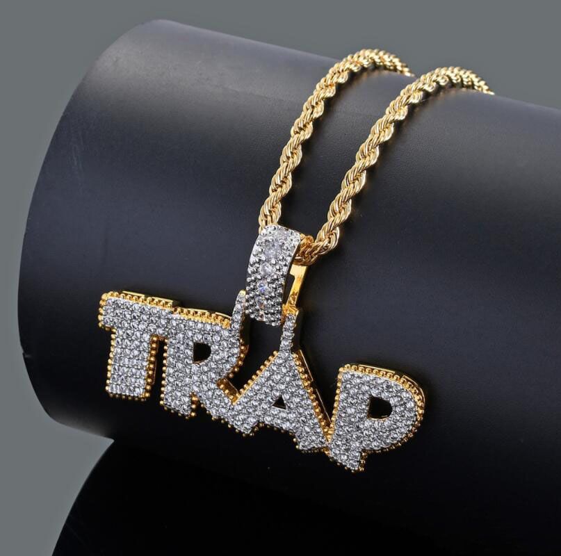 carta hip diamantes TRAP collares colgantes de los hombres para las mujeres, Cristianismo lujo