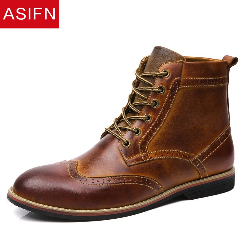 Acheter ASIFN Hommes Bottes En Cuir Ton Ton Véritable Chaussures En Cuir Casual Homme Brogue Automne Hiver Cheville Robe Habillée Oxford Bottes Du Désert Homme De 34,96 € Du Ipinkie | Fr.DHgate.Com