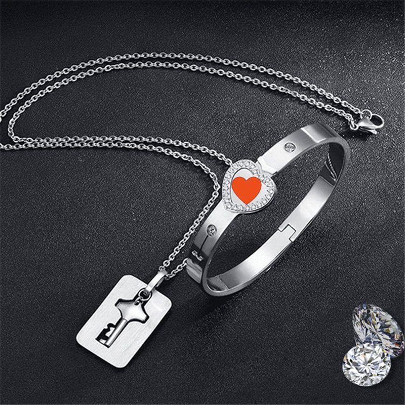 Couple Lovers Jewelry Love Heart Lock 