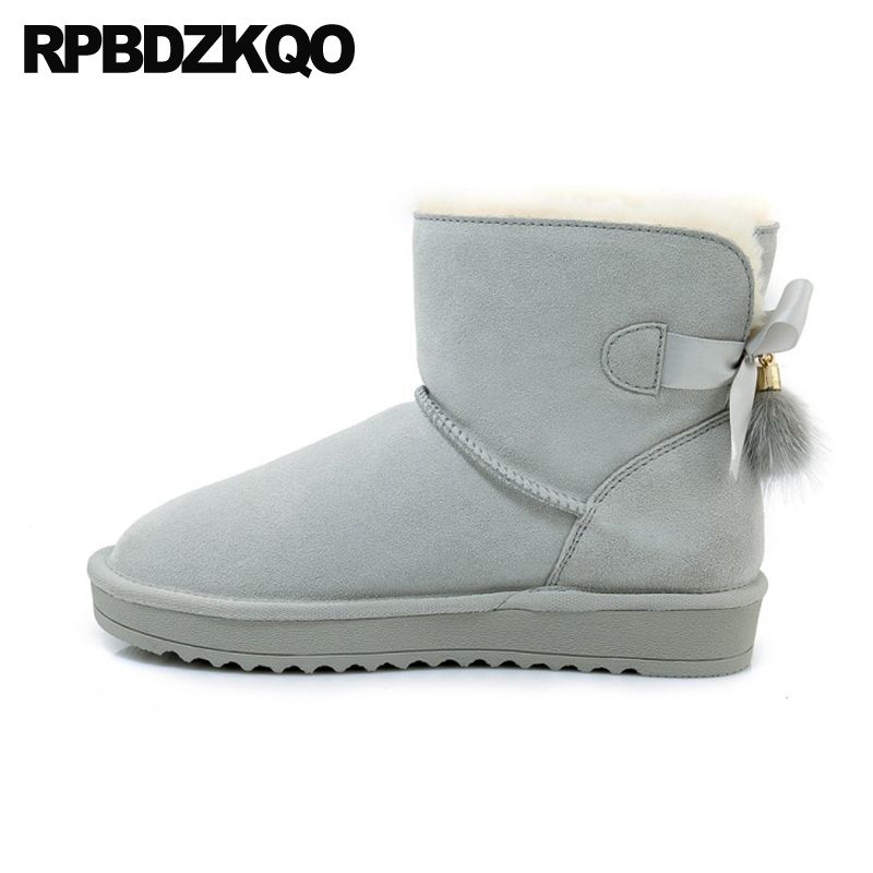 grey fur ankle boots