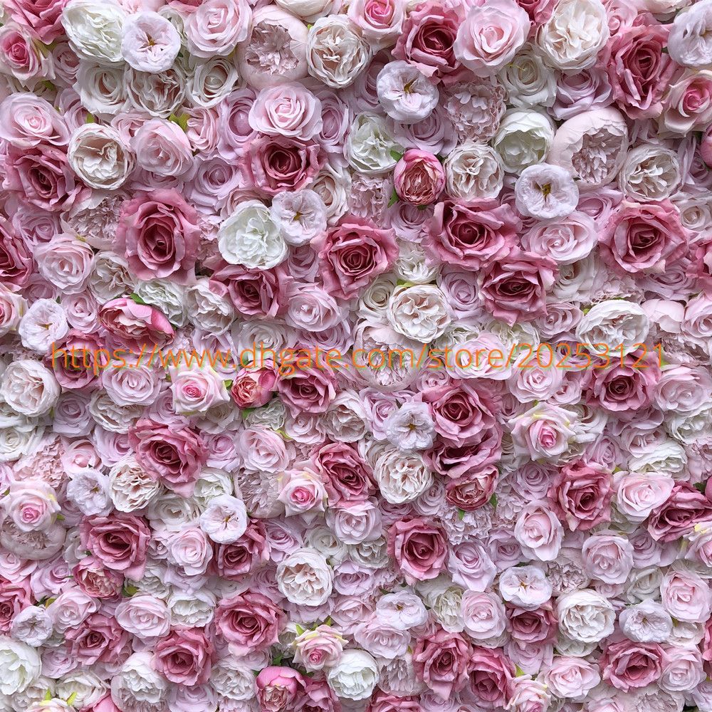Zones 20pcs Mur de Fleurs Roses Artificielles en Soie Décor pour Mariage 