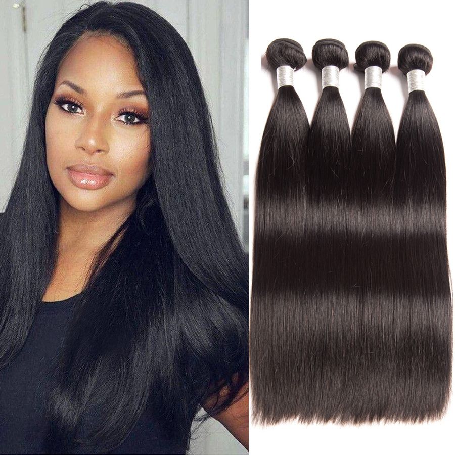 4 Bundles Straight Human Hair Brazilian Hair Weave Bundles
