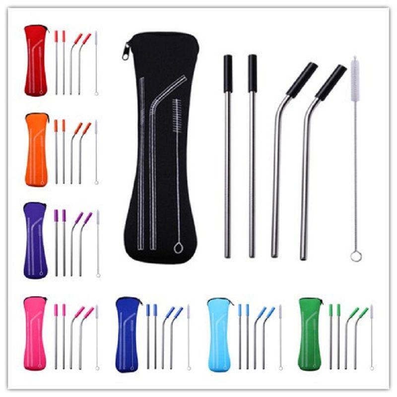 Stainless Steel Straw Five Piece Outdoor Portable Reusable Travel