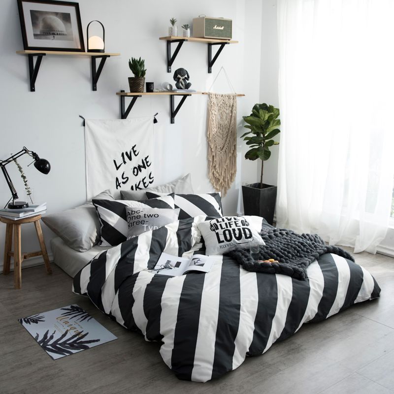 Black White Stripe Bedding Sets Twin Queen Size Single Double Bed
