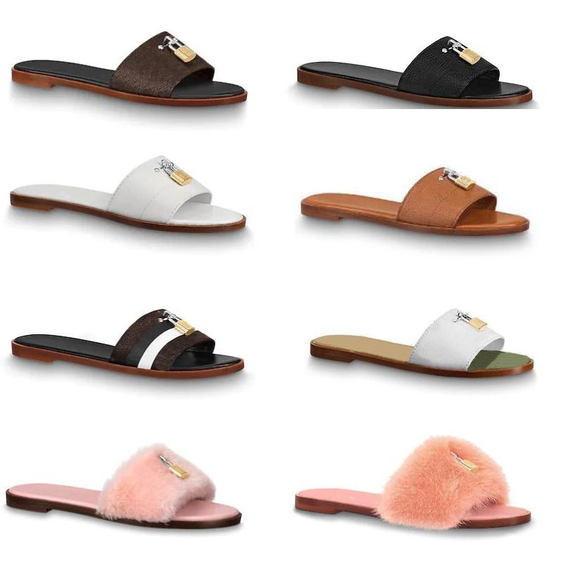 flat mule slides with fur