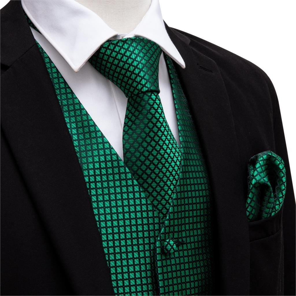 Green Suit Vest Men Paisley Waistcoat 