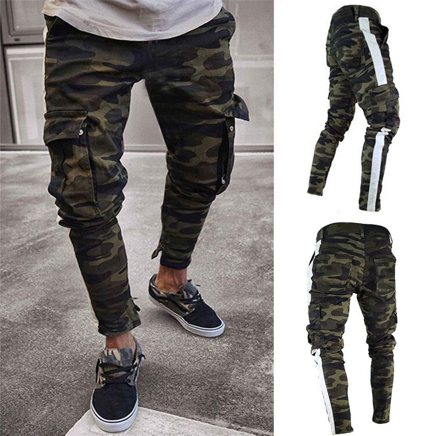 stretch camo cargo pants