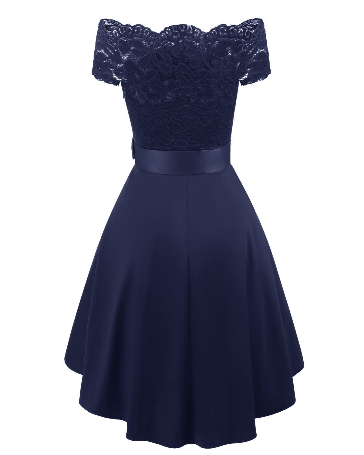 Compra 2019 Vestidos Cortos De Dama De Honor De Color Azul Marino Oscuro  Fuera Del Hombro Mangas Cortas Una Línea Foto Real Dama De Honor Bodas  Vestidos De Fiesta Con El Marco