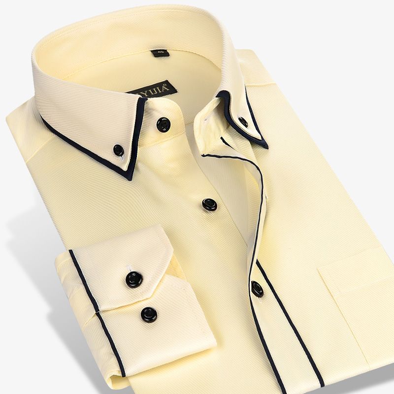 Buy Dropshipping Mens Dress Shirts Online, Cheap Double Collar Design Solid  Long Sleeve Men Dress Shirts Slim Fit Button Down White Office Smart Casual  Male Work Shirts By Xiamen2013 | DHgate.Com