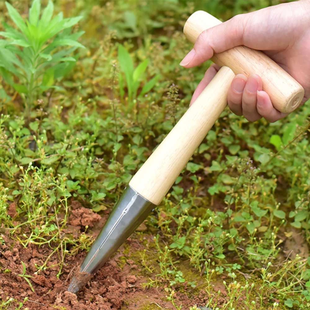 Garden Sow Dibbers Steel Dibber With Wood Handle For Planting Seeds And