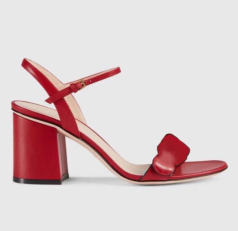 red high heel slides