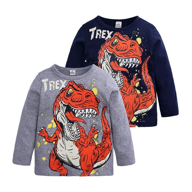 Camiseta para niños Dinosaurios de dibujos animados para niños Camiseta de manga larga Spring Boy Camisetas Camiseta para niños Dinosaurios de dibujos animados para niños Camiseta de manga larga Spring Boy Camisetas