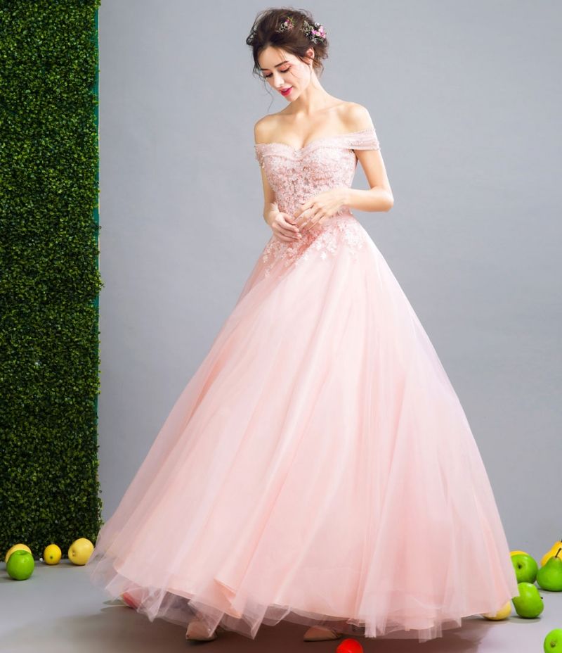 Compra Vestidos De Fiesta De Encaje Largos De Color Rosa Fiesta Una Línea  Mujeres Con Cuentas Hermosas Fuera Del Hombro Prom Vestidos De Noche  Formales Vestidos A La Venta Barato | Entrega