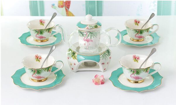 Fine China Boxed Flamingo Tea for One Teapot /& Cup
