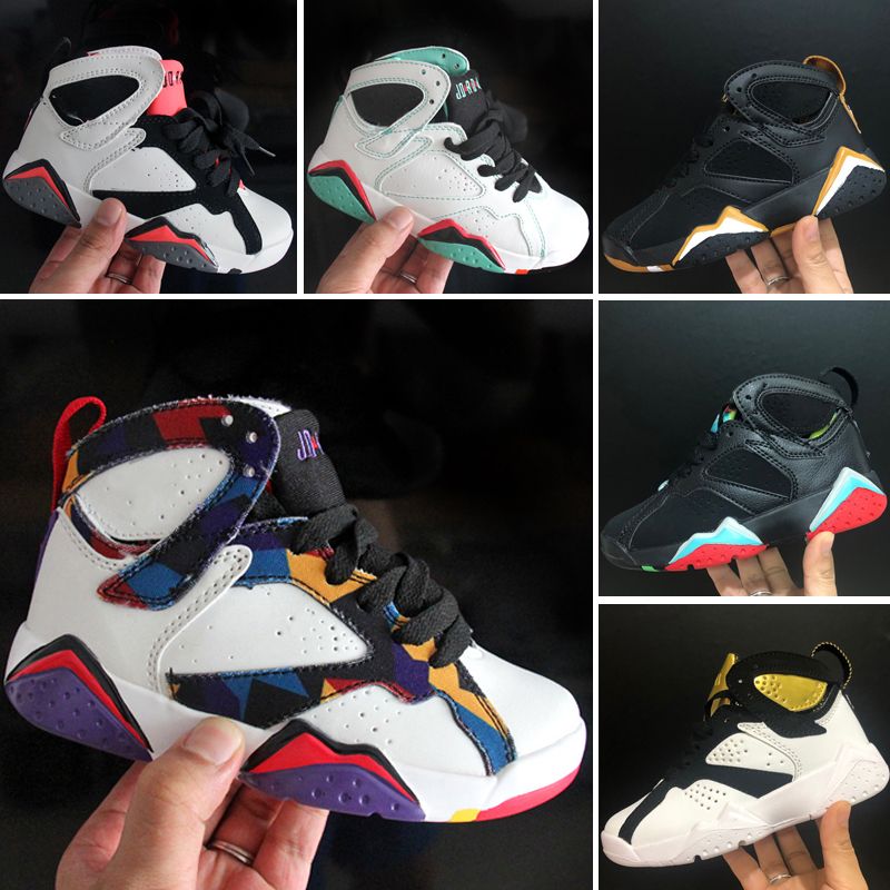 Melhor E Mais Barato Desportivo \u0026 Outdoor Nike Air Jordan 7 Menino Menina 7  S Infantil Tênis De Basquete Para Crianças Branco Ouro Preto Crianças  Athletic 7 Sports Sneaker Multi Cor E