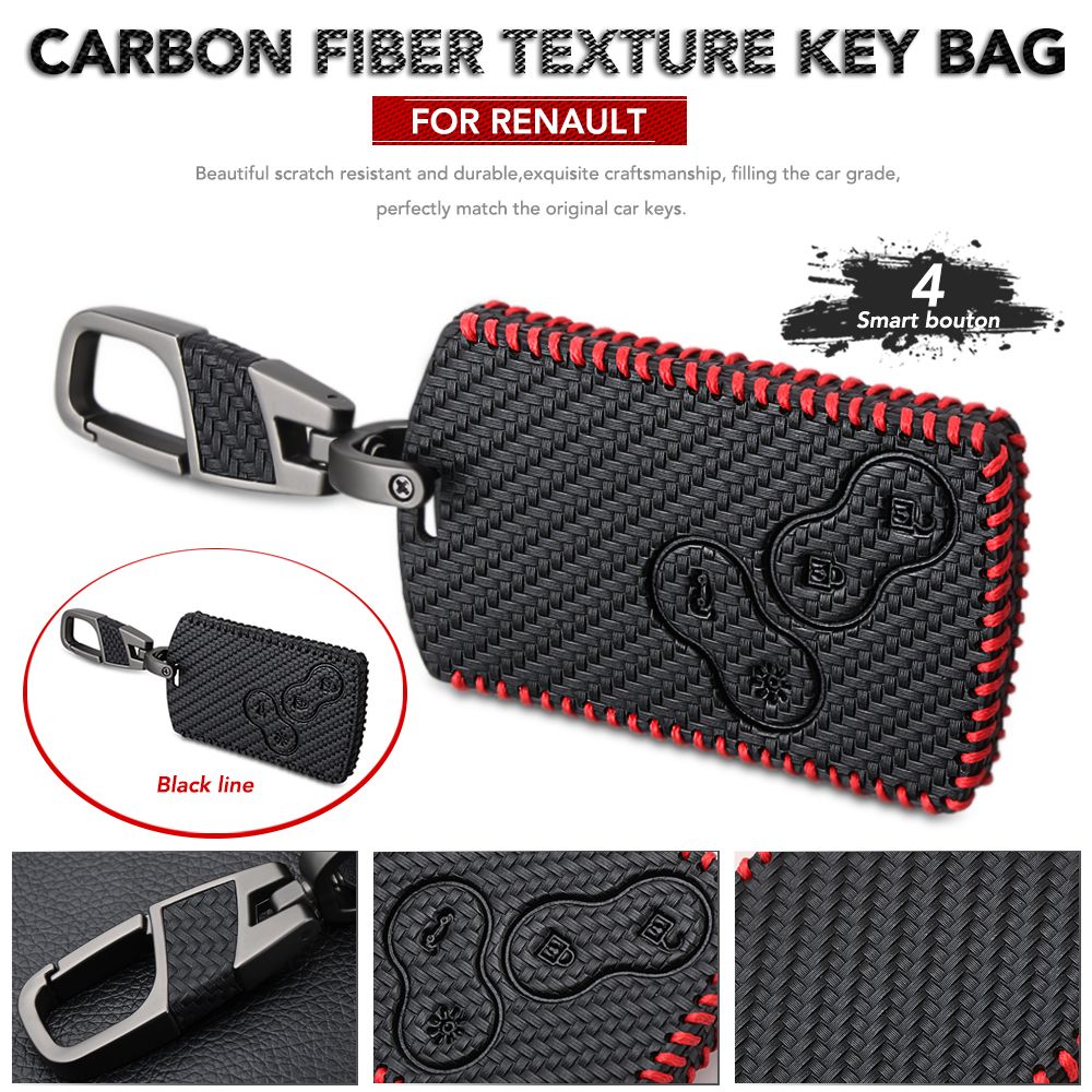 Acheter Pas Cher Coque Cle En Cuir Pour Coiffeur De Voiture Couvercle De Cle De Fibre De Carbone Pour Renault Duster Megane 2 3 Captur Kadjar Clio Accessoires Du 27 66 Fr Dhgate