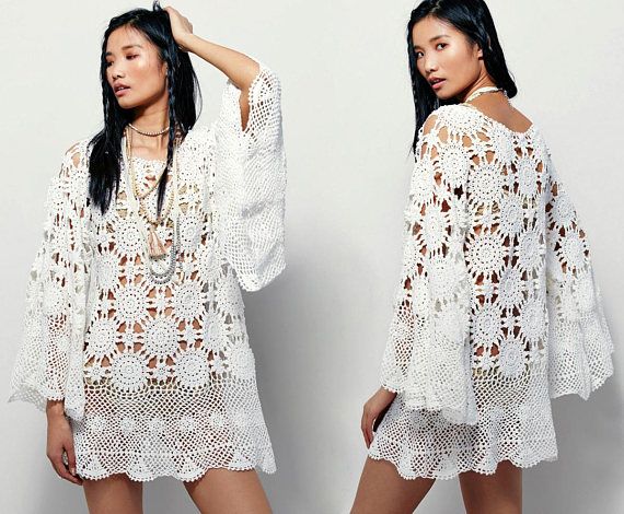white crochet mini dress