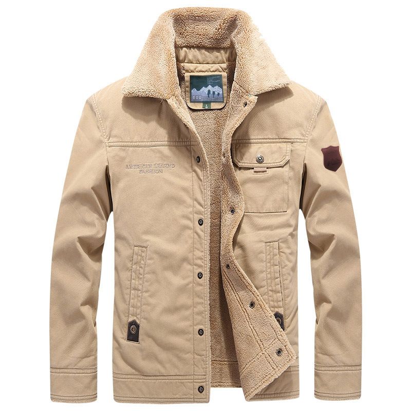 ❤️ Men's Winter Warm Fleece Lined Trucker Jacket Button Fur Collar Coat Outwear 