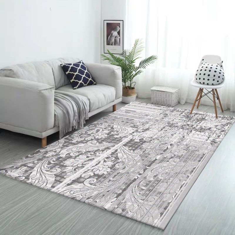 Nordic Abstract Area Rug Striped Fl, White And Grey Area Rug For Living Room