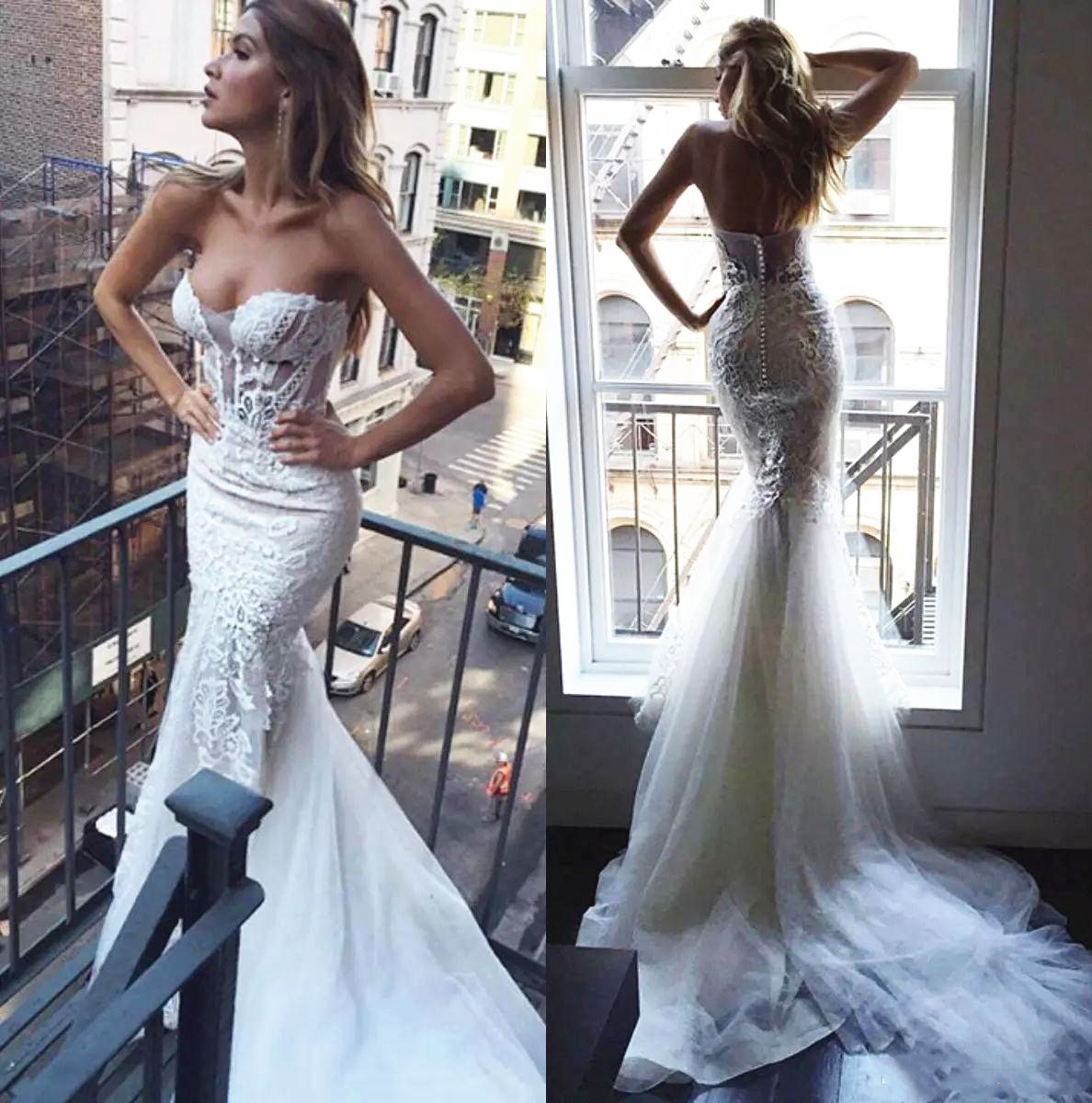 Train Mermaid Long Bridal Gowns Custom 
