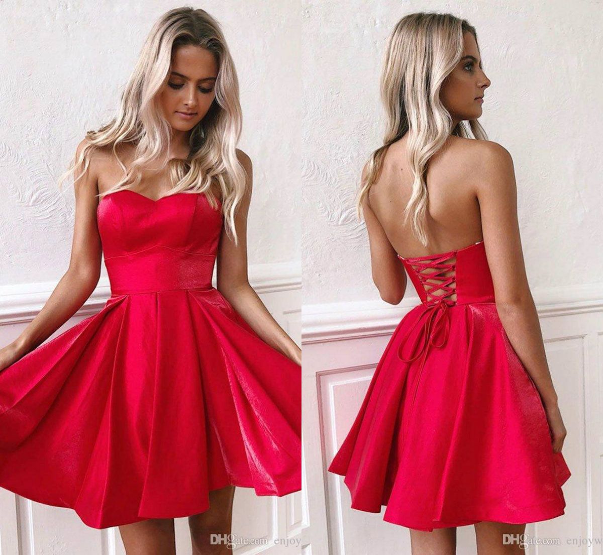 Little Red Short Cocktail Party Dresses 2020 New Cheap Sweetheart A ...