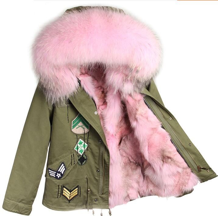 Women Fox Fur Applique Jackets Pink 