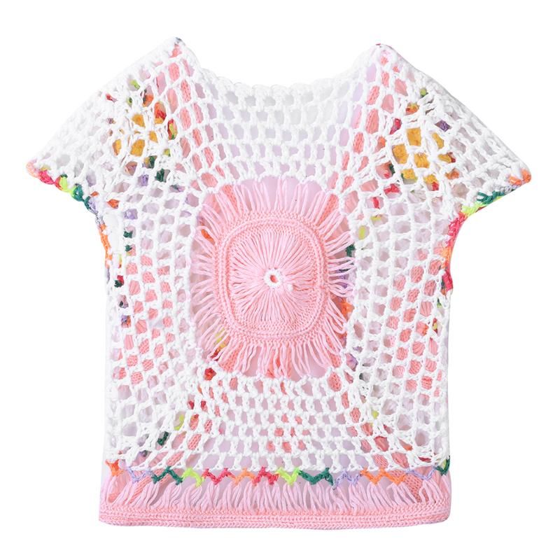 Toddler Kids Baby Girls Crochet Lace Hollow Cardigan Tops Vest Tassel Waistcoat