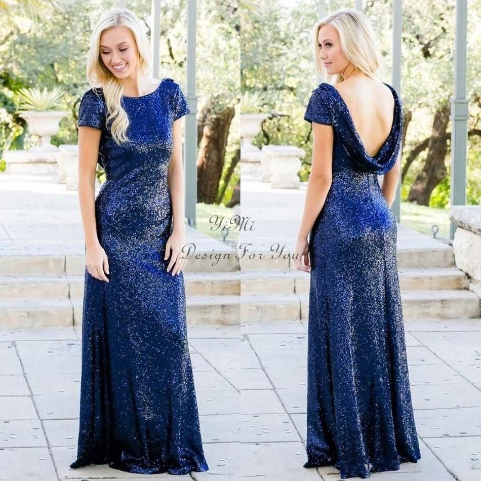 navy blue and rose gold bridesmaid dresses