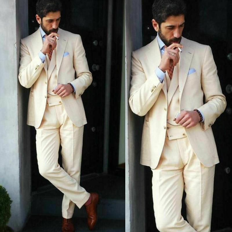 Compra Traje Formal Traje Beige De La Boda De La Vendimia Para Hombres 2020  Esmoquin Novio De La Despedida De Baile Casual Chalecos Coat Tailored  Barato | Entrega Rápida Y Calidad | Es.Dhgate