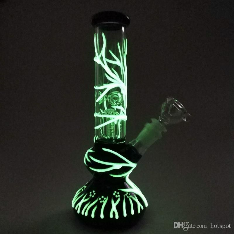 2020 GID01 Glow In The Dark Glass Bong Diffused Downstem Glass Beak Er